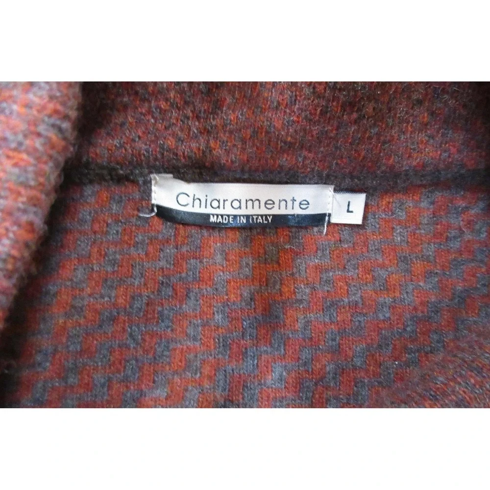 Chiaramente Cardigan Sweater Womens Large Orange Wool Blend Mock Neck Made Italy